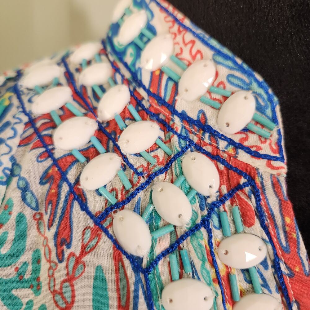 LILLY PULITZER Sarasota Beaded Top, Let Minnow Blue, Size XS - Picture 6 of 13